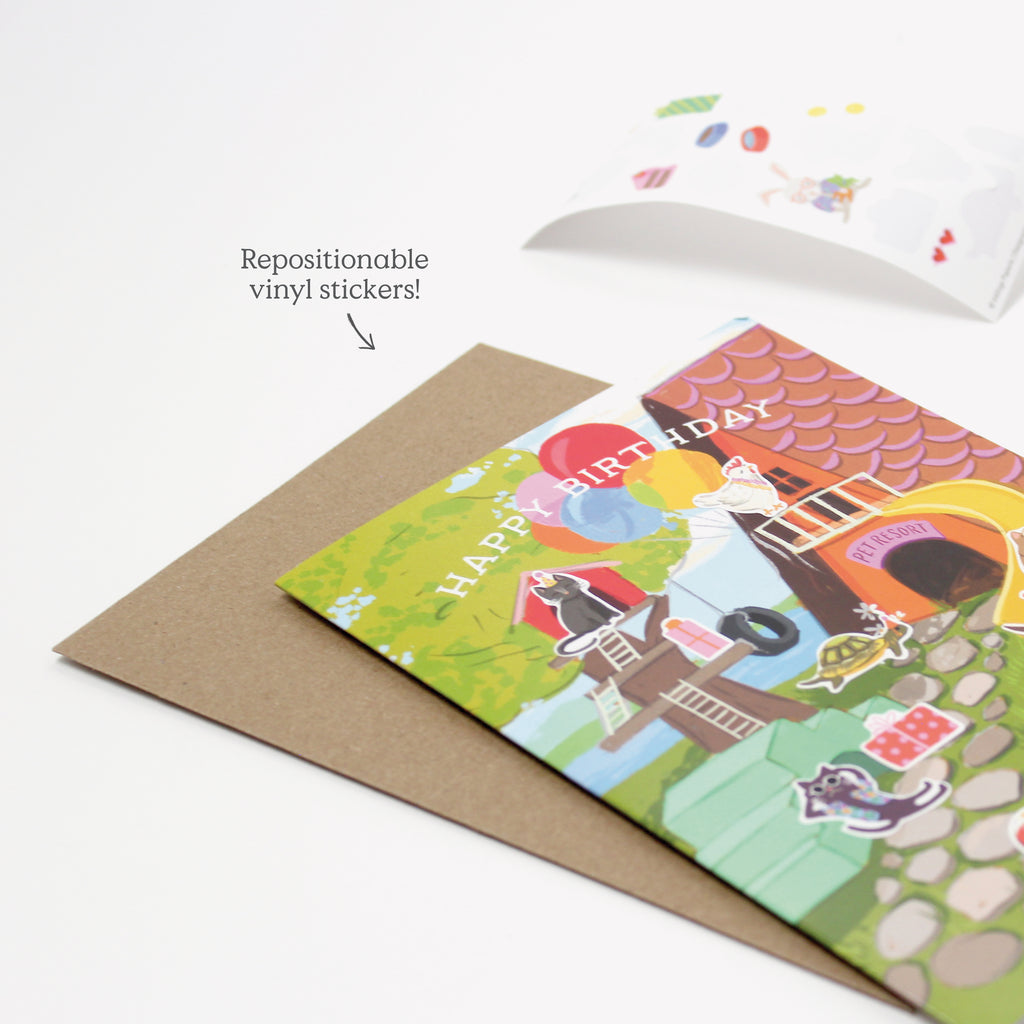 Sticker Scene Birthday Card - Pet Resort